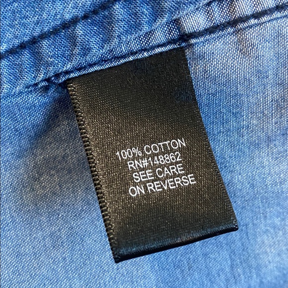 Torrid Blue Denim Button-Down Shirt Size 2X, Cotton, Long Sleeve, Classic Style - Picture 10 of 12